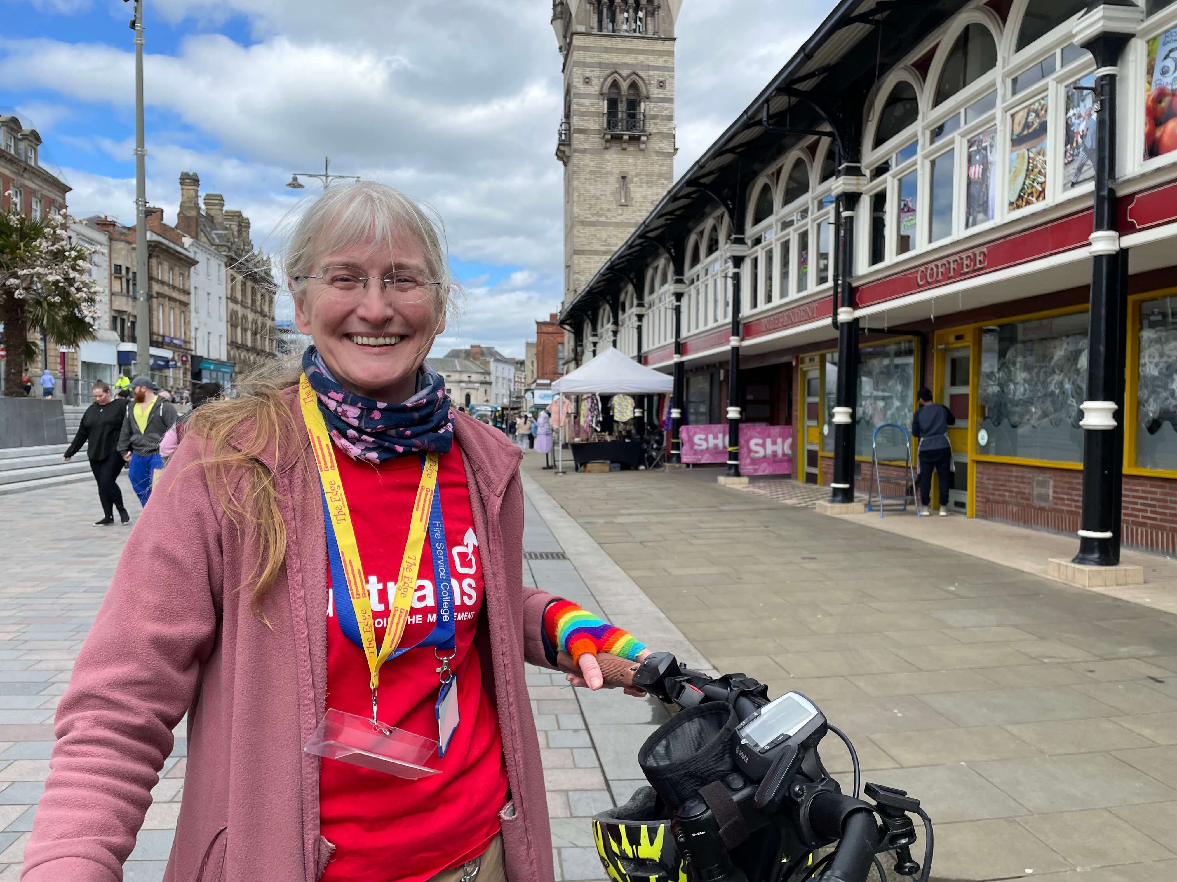 Rose Drew from Sustrans with her bike