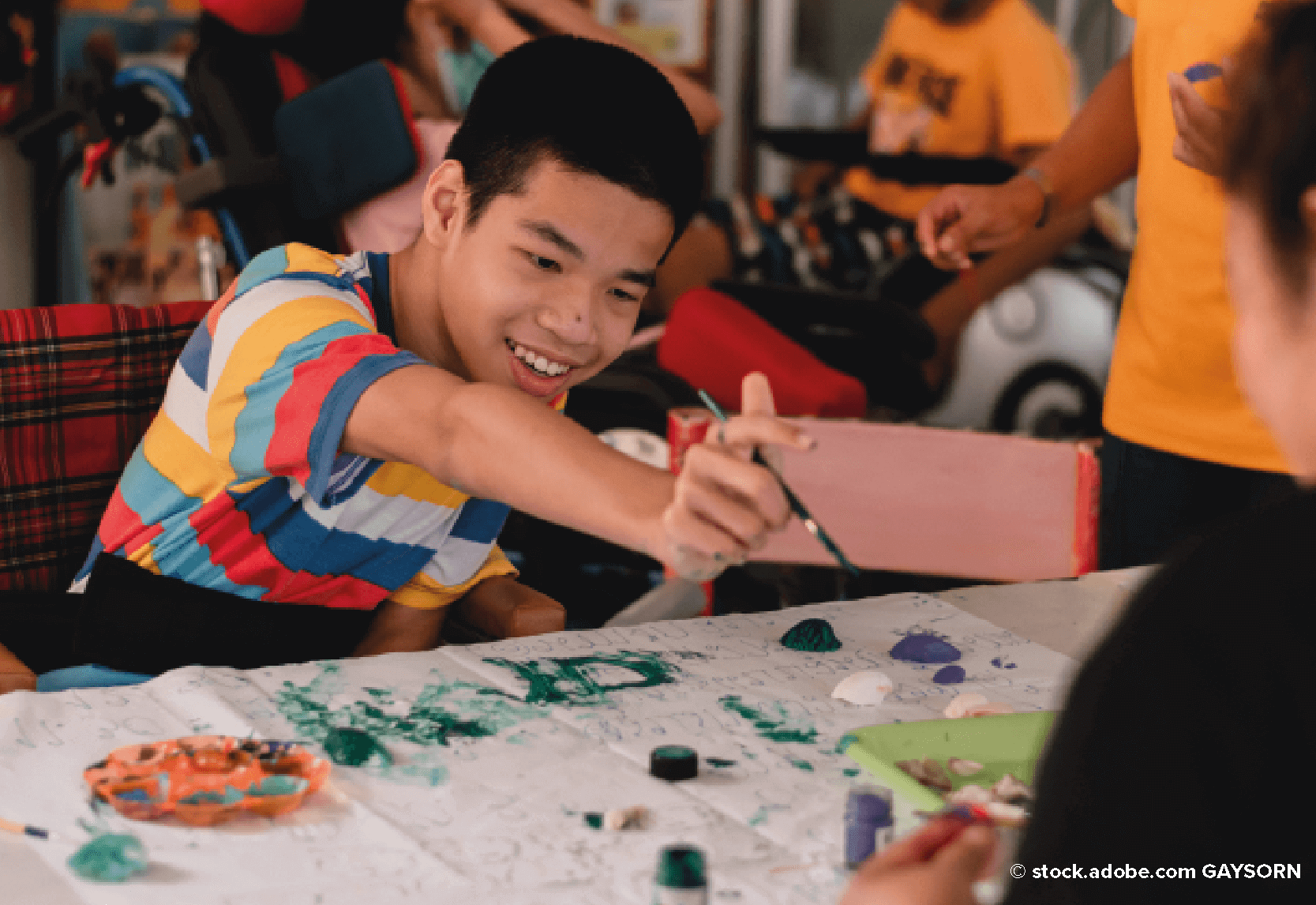 A boy painting